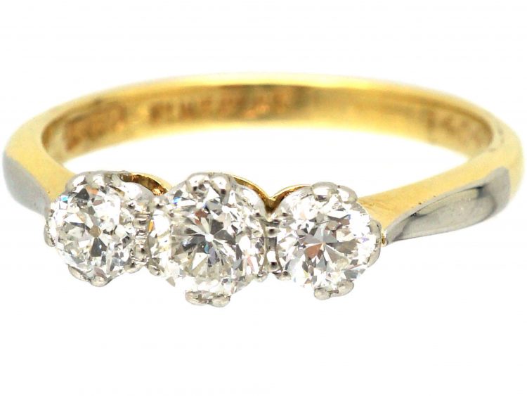 Edwardian 18ct Gold & Platinum, Three Stone Diamond Ring