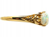 Edwardian 18ct Gold, Three Stone Opal & Diamond Ring by Deakin & Francis
