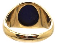 Mid 20th Century 9ct Gold & Lapis Signet Ring with Intaglio of a Lion