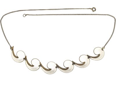 Silver & White Enamel Necklace by Albert T Scharning