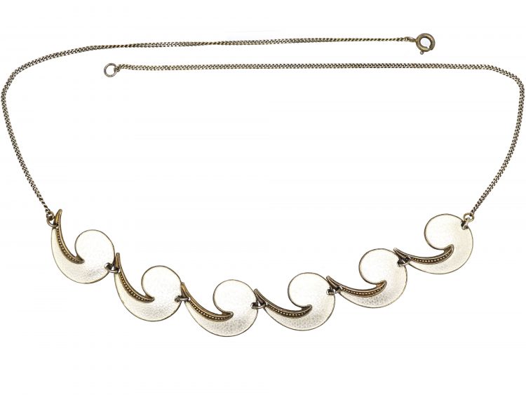Silver & White Enamel Necklace by Albert T Scharning