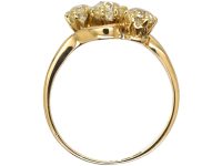 Edwardian 18ct Gold Three Stone Diamond Crossover Ring