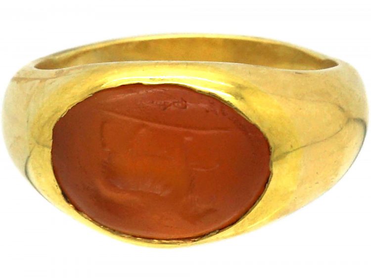 Victorian 22ct Gold Ring with a Roman Intaglio of a Melitan
