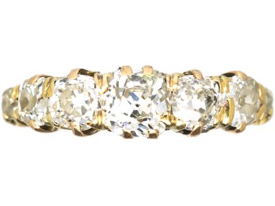 Victorian 18ct Gold, Seven Stone Old Mine Cut Diamond Ring