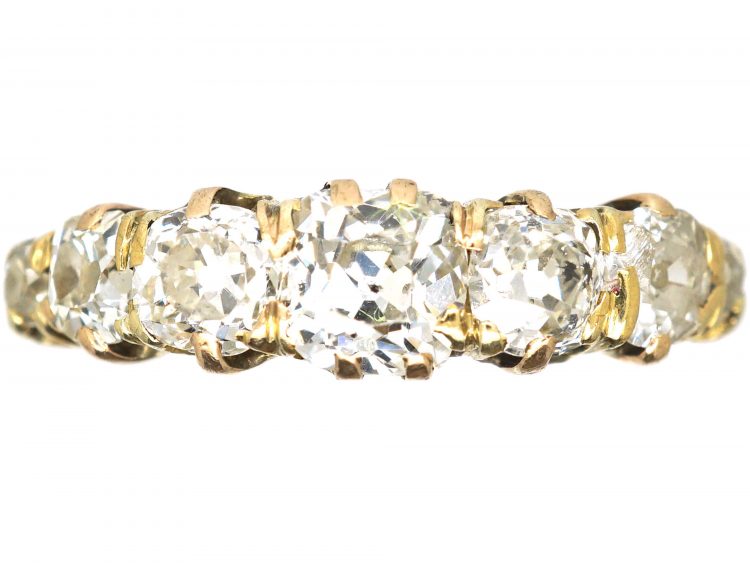 Victorian 18ct Gold, Seven Stone Old Mine Cut Diamond Ring