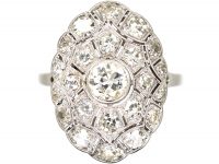 Art Deco Platinum, Large Diamond Set Oval Shaped Ring