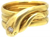 Victorian 18ct Gold Snake Ring set with a Diamond