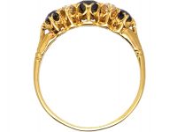 Victorian 18ct Gold, Three Stone Sapphire & Diamond Ring