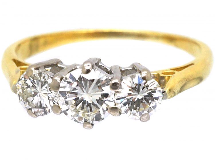 1950s 18ct Gold, Three Stone Diamond Ring