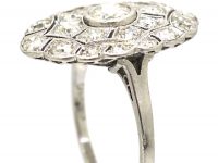 Art Deco Platinum, Large Diamond Set Oval Shaped Ring