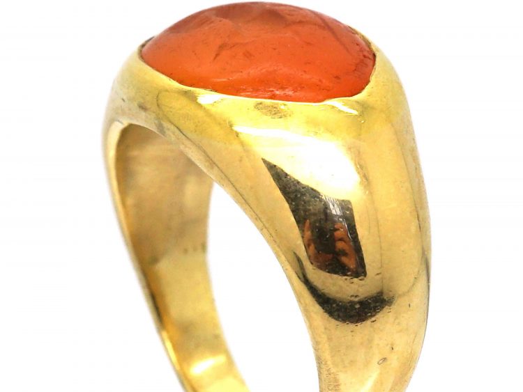 Victorian 22ct Gold Ring with a Roman Intaglio of a Melitan