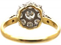 18ct Gold & Diamond Cluster Ring with Diamond Set Shoulders