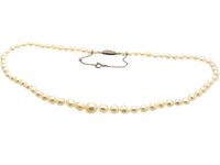 Art Deco Cultured Pearl Necklace with 18ct White Gold & Platinum Clasp set with Pearls & Rose Diamonds