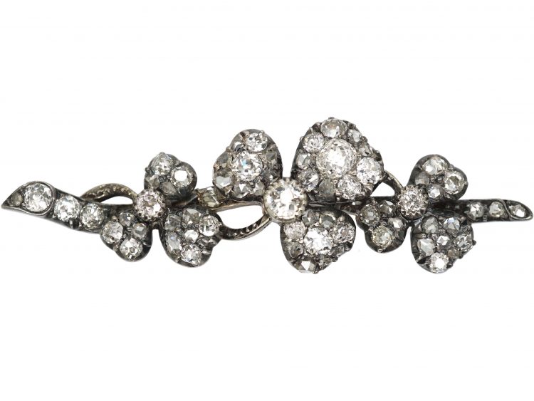 Victorian Diamond Shamrock Brooch