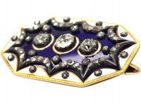 Georgian Diamond & Blue & White Enamel Firmament Brooch