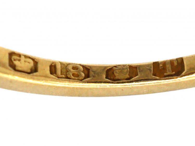 Victorian 18ct Gold Ring set with Three Old European Cut Diamonds