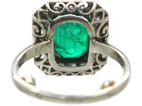 Art Deco Platinum, Emerald & Diamond Ring