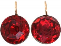 Georgian Silver & Red Paste Round Earrings