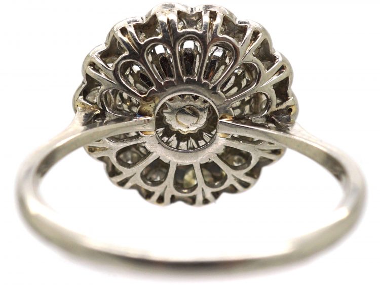Art Deco Platinum, Natural Pearl & Diamond Cluster Ring