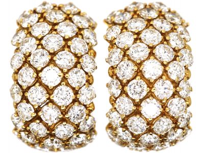 Large 18ct Gold & Diamond Half Hoop Earrings