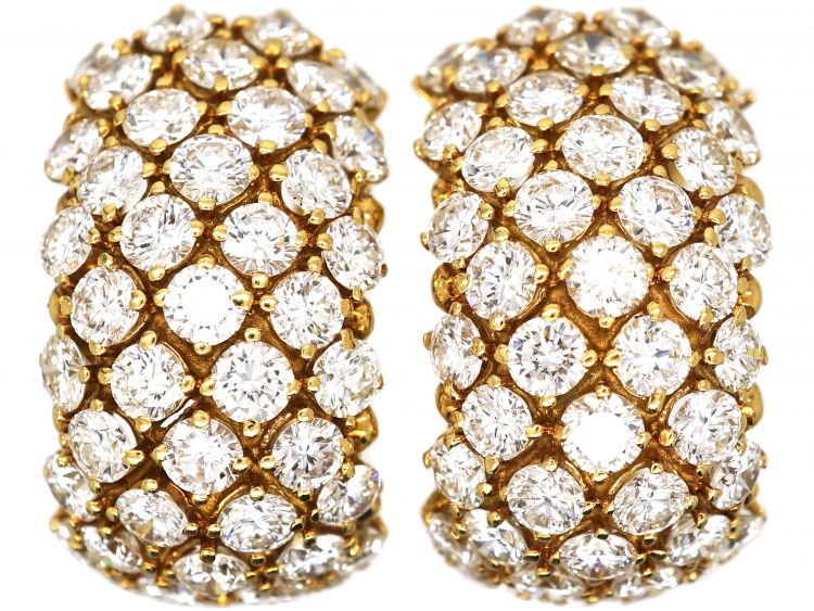 Large 18ct Gold & Diamond Half Hoop Earrings