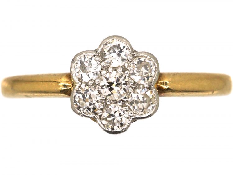 Edwardian 18ct Gold & Platinum, Diamond Cluster Ring