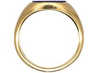 Mid 20th Century 9ct Gold & Lapis Signet Ring with Intaglio of a Lion