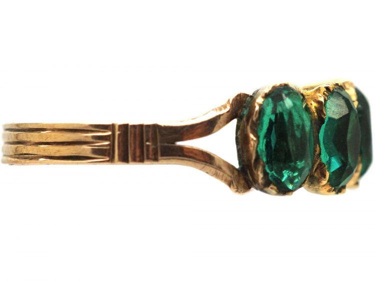 Georgian 9ct Gold, Five Green Emerald Paste Ring