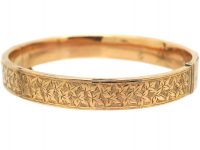 Edwardian 9ct Gold Bangle with Ivy Leaf Detail