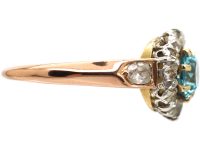 Edwardian Zircon & Diamond Cluster Ring with Diamond Set Shoulders