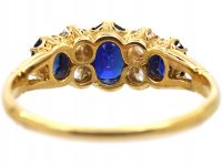 Victorian 18ct Gold, Three Stone Sapphire & Diamond Ring