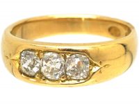 Victorian 18ct Gold, Three Stone Old Mine Cut Diamond Ring by Charles Green