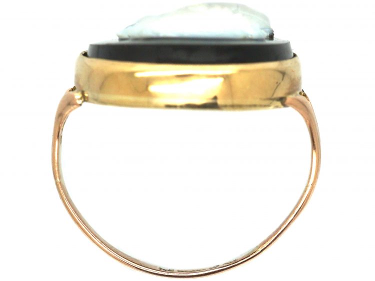 Edwardian 9ct Gold & Sardonyx Cameo Ring of a Georgian Gentleman
