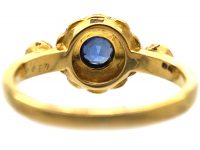 Victorian 18ct Gold, Sapphire & Natural Split Pearl Cluster Ring