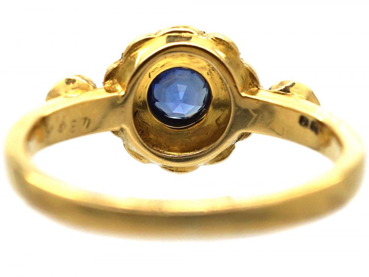 Victorian 18ct Gold, Sapphire & Natural Split Pearl Cluster Ring