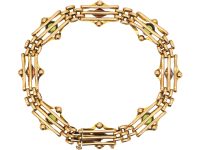 Edwardian 9ct Gold, Peridot & Natural Split Pearl Bracelet