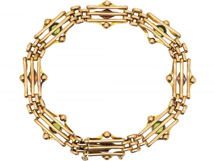 Edwardian 9ct Gold, Peridot & Natural Split Pearl Bracelet