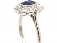 18ct White Gold & Platinum, Sapphire & Diamond Cluster Ring