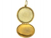 Early 19th Century 15ct Gold Double Sided Swiss Enamel Round Locket with Pansy Motifs