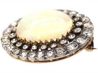 Edwardian 15ct Gold & Silver, Large Opal & Diamond Brooch