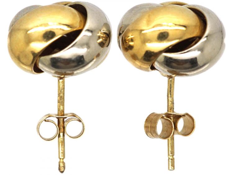 9ct White & Yellow Gold Knot Earrings