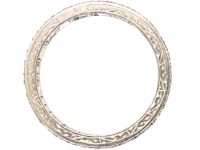 Art Deco Platinum & Diamond Eternity Ring with Engraved Sides