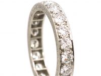 Art Deco Platinum & Diamond Eternity Ring with Engraved Sides