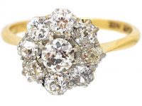 1920s 18ct Gold & Platinum, Diamond Cluster Ring