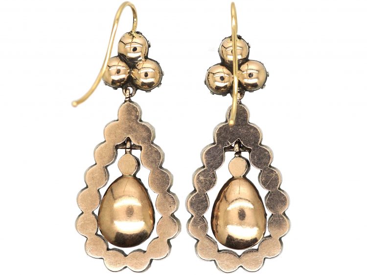 Georgian Silver & Gold, Paste Drop Earrings in Fitted Case