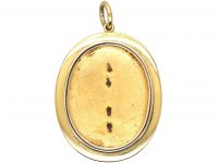 Edwardian 15ct Gold, Oval Blue & White Enamel Pendant with a Glazed Locket