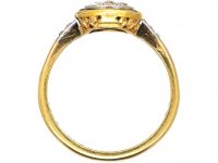 Art Deco 18ct Gold & Platinum, Emerald & Diamond Target Ring