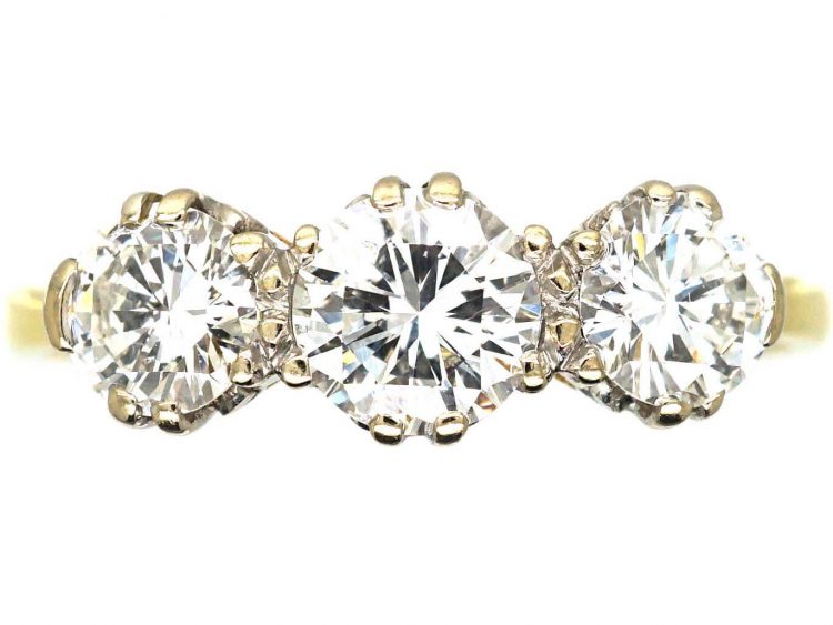 1920s 18ct Gold & Platinum, Three Stone Diamond Ring