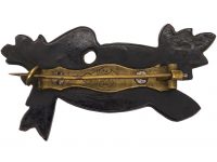 Victorian Jet Brooch of a Bird with her Chicks