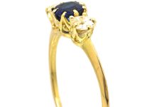 Edwardian 18ct Gold, Three Stone Sapphire & Diamond Ring